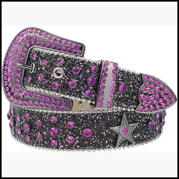 Shinning Rhinestone Star PU Leather Belt for Men Women Western Punk Y2k main image 6
